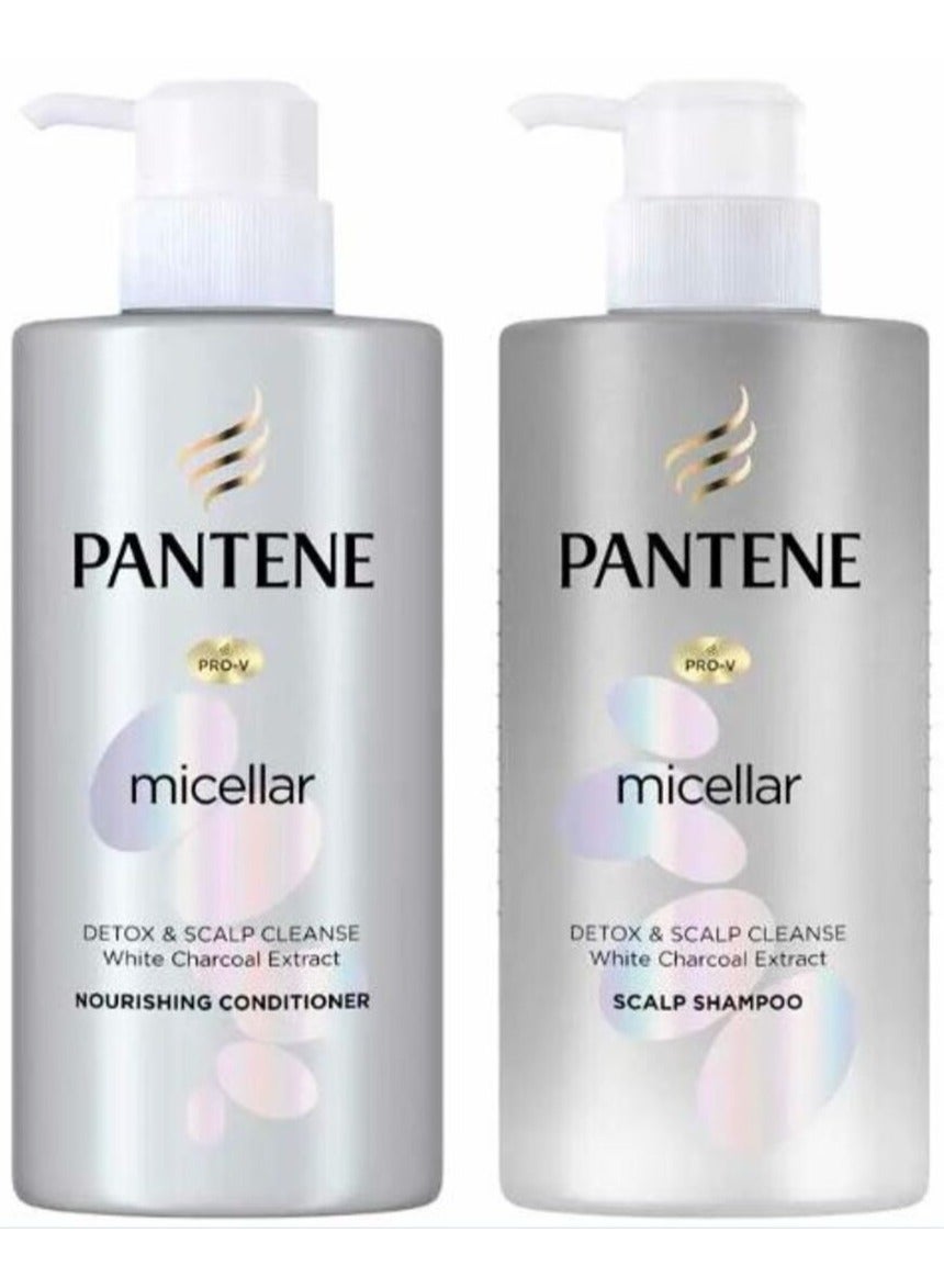 Pantene Micellar White Charcoal Scalp Cleanse Set – Nourishing Conditioner + Scalp Shampoo 300ml + 300ml