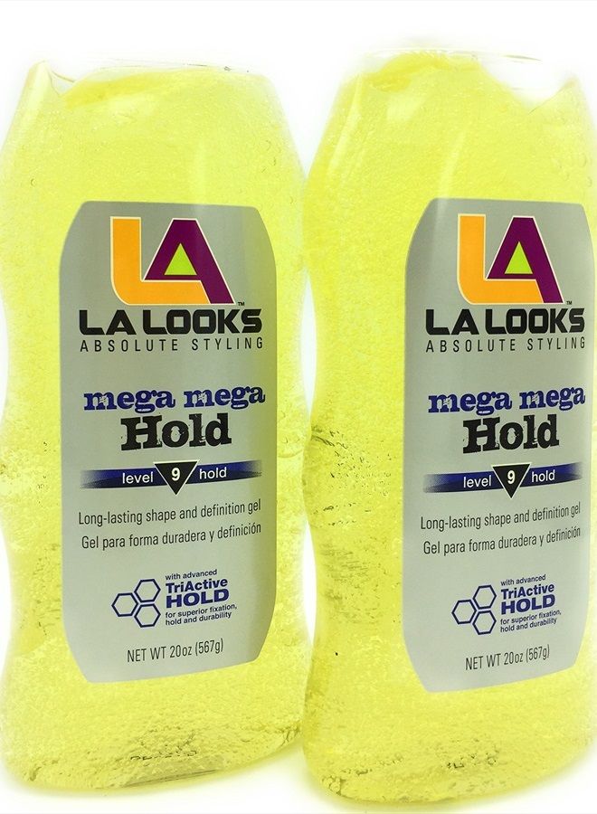 La Looks Gel #9 Mega Mega 20 Ounce (Yellow) (591ml) (2 Pack)