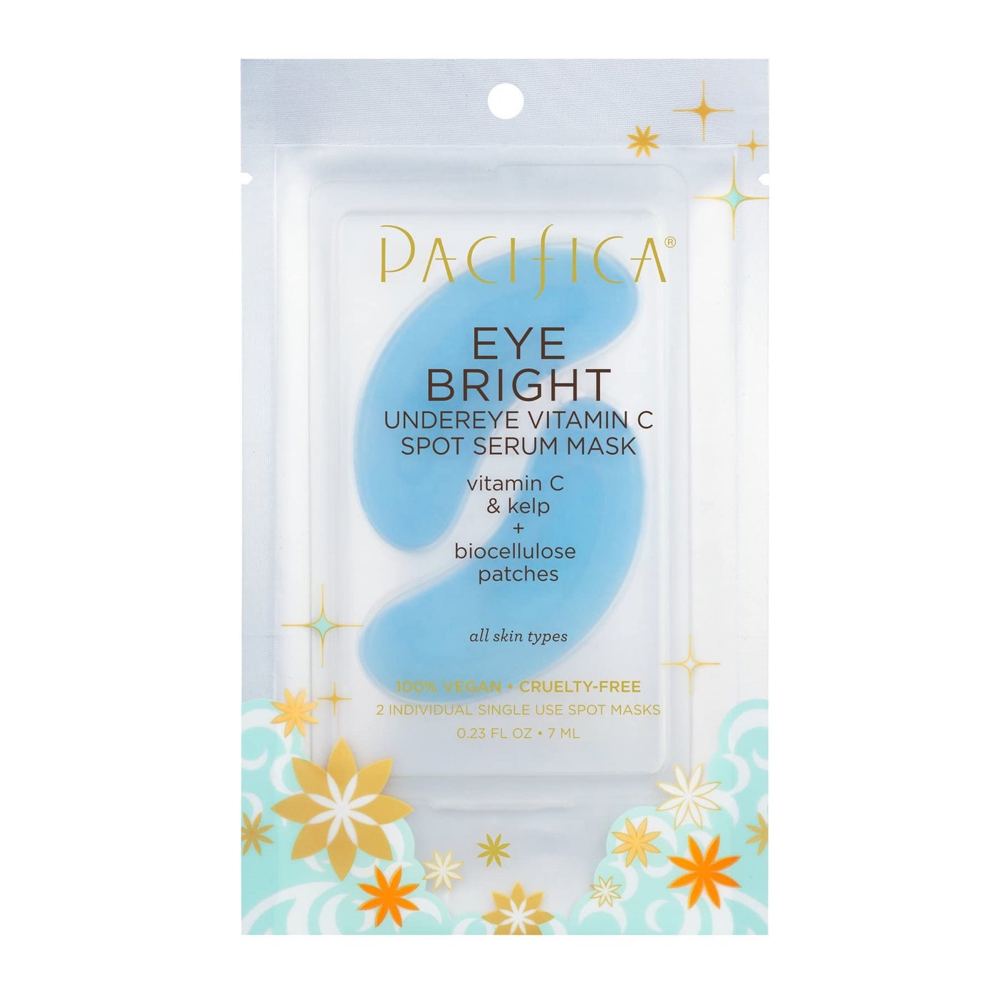 Pacifica Eye Bright Vitamin C Spot Serum Mask â€“ Brightening Under-Eye Patches for Dark Circles & Fine Lines, Hydrating Vitamin C Eye Masks, Vegan Skin Care Vegan (2 Pieces)