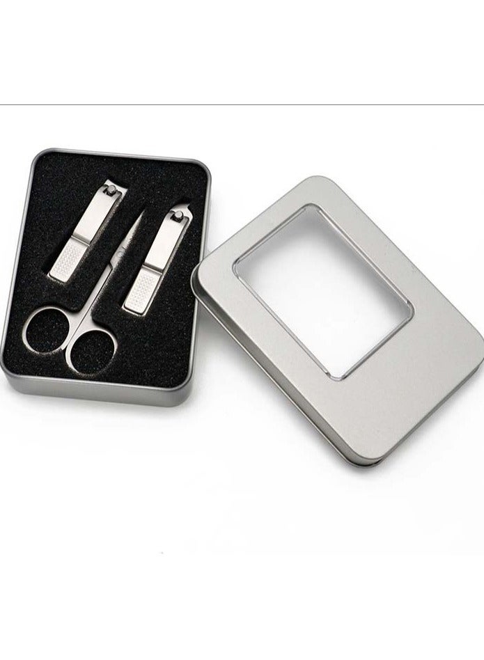 Stainless Steel Nail Clipper Kit, Personal Nail Care Tool Set, 5-Piece Nail Care Kit, Nail Clippers,Eyebrow Trimming Scissors Nail Clipper Kit for Travel or Home