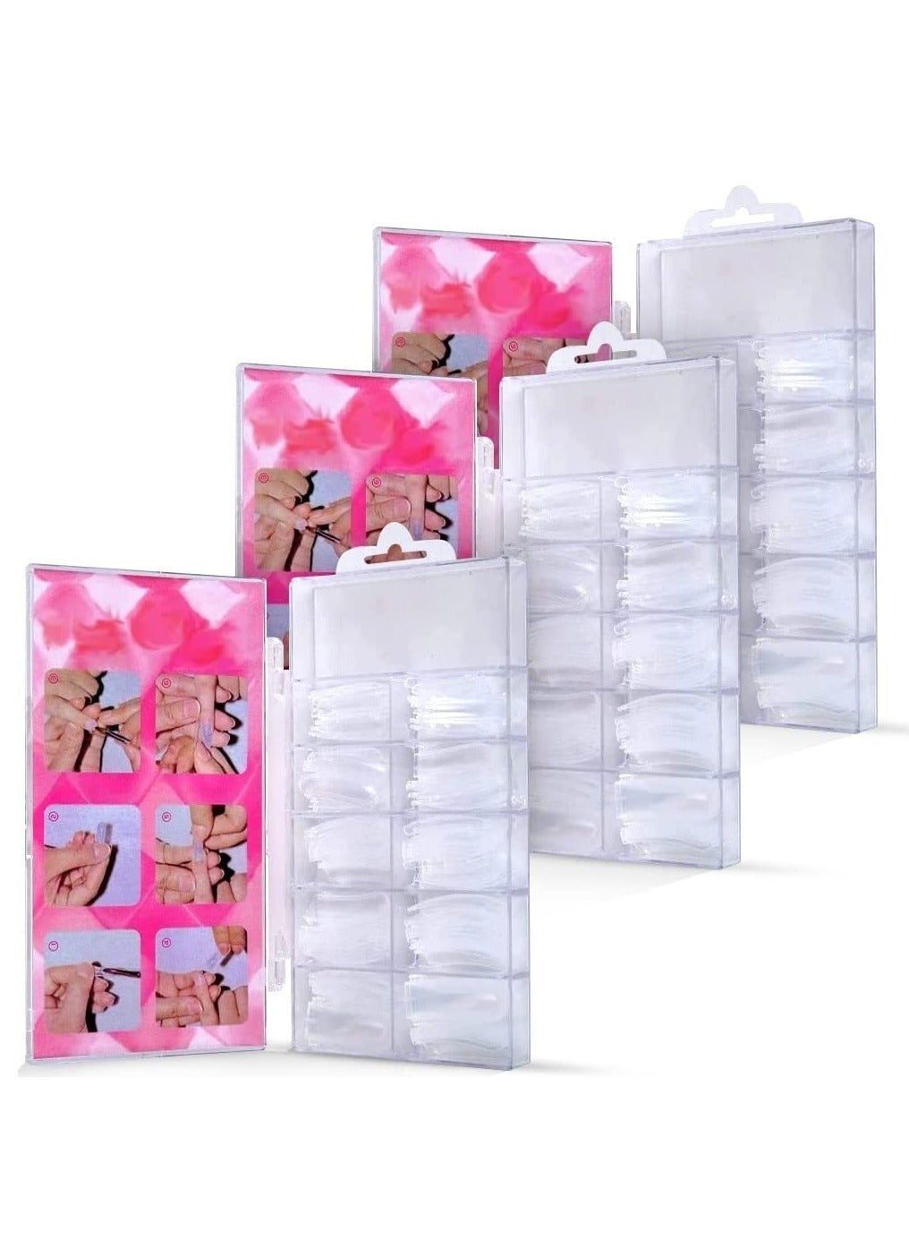 300 Pcs Nail art Tips Transparent Full Cover Manicure Fake Nail Tips Acrylic False Nails with Case for Salons and DIY Nail Art