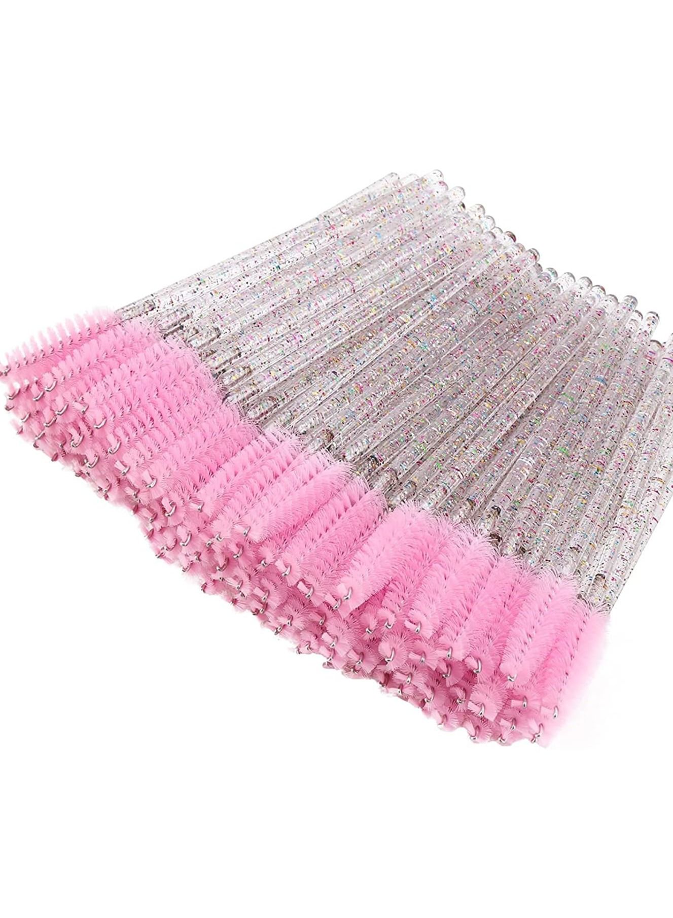 ORiTi 50 Pcs Disposable Mascara Brushes Crystal Eyelash Wands Mascara Applicator Spooly for Eyelashes - Pink