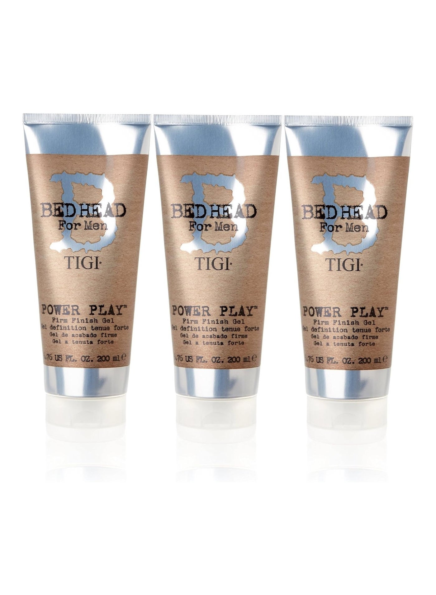 Power Play Mens Hair Gel - Strong Hold - Hair Styling - 200 ml, 3 Pack