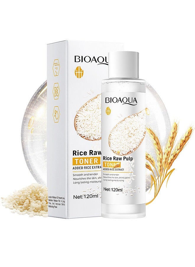 Organic Rice Facial Skin Toner, Hydrating and Soothing Care Toner, Natural Fermentation Ceramide Complex, Sensitive Skin Safe (120ml)
