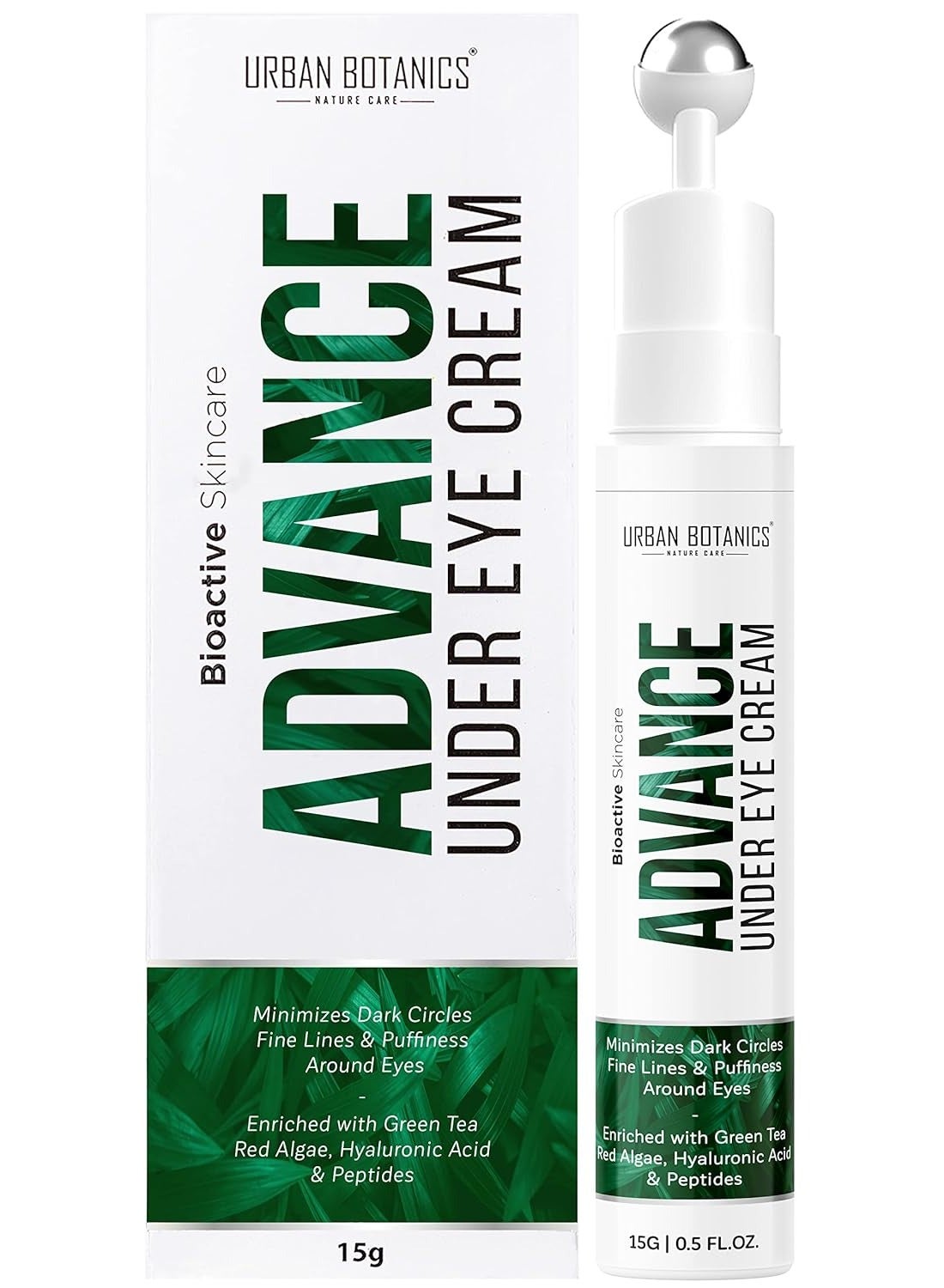 Under Eye Cream Gel For Dark Circles For Women Men With Massage Roller Minimizes Wrinkles Puffy Eyes With Red Algae Green Tea Hyaluronic Acid Peptides 15G