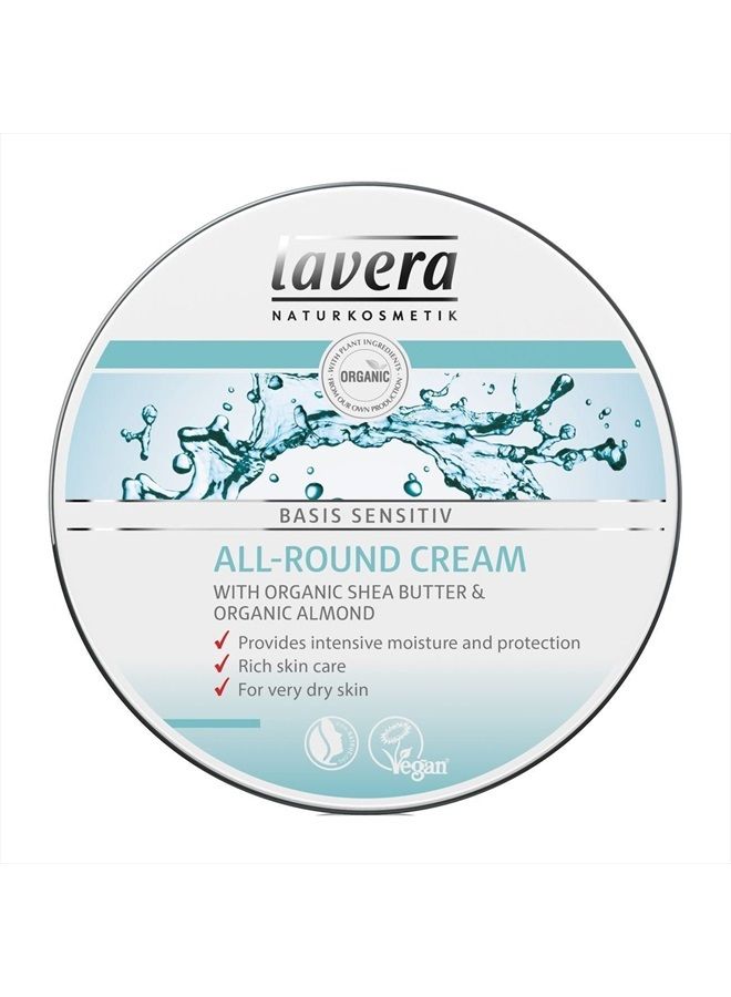 basis-sensitiv All-Round Cream: Moisturizing Body Cream with Shea Butter & Almond Oil to protect dry Skin & for a soft and supple feeling – 5 Oz. Single