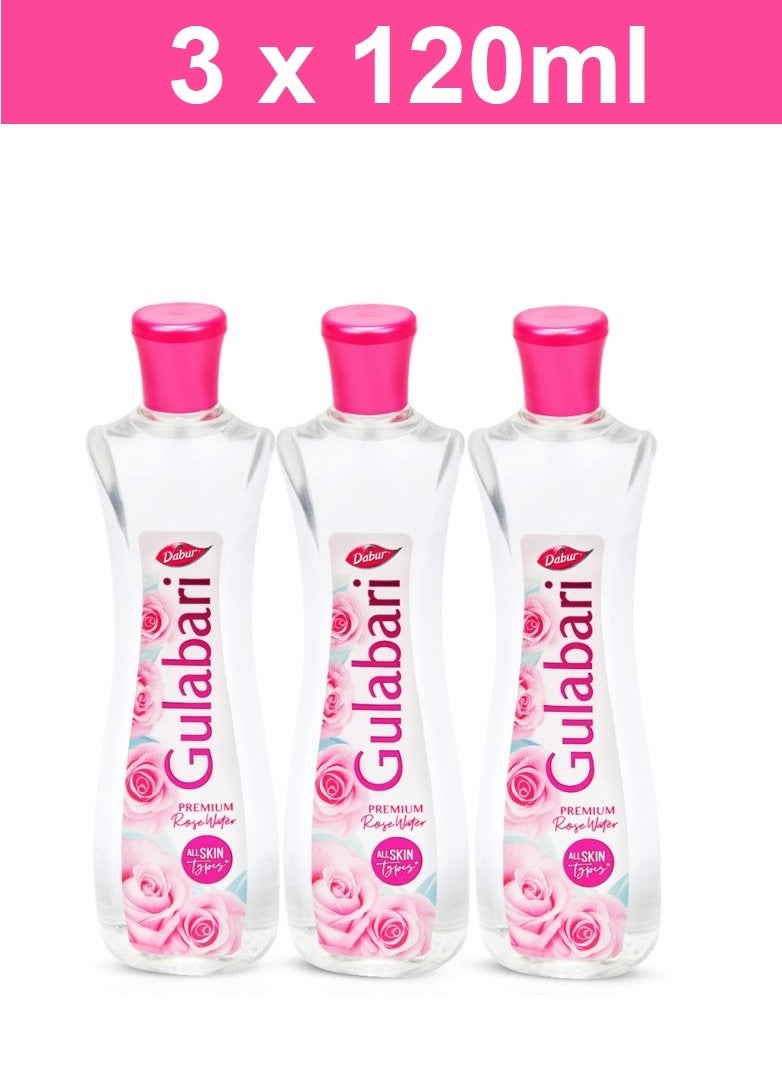 Gulabari Premium Rose Water Facial Cleansing Toner 3 X 120ml
