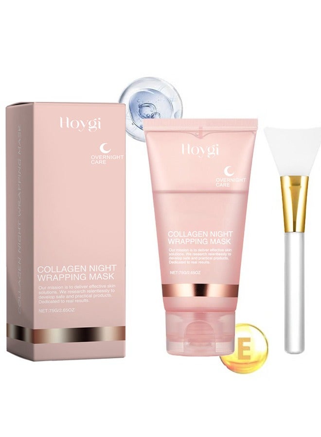 Collagen Overnight Wrapping Peel Off Facial Mask Pack - Elasticity & Hydration Care, Reduces Sagging & Dullness - Hydrolyzed Collagen For Glowing Skin - Korean Skin Care (1PCS)