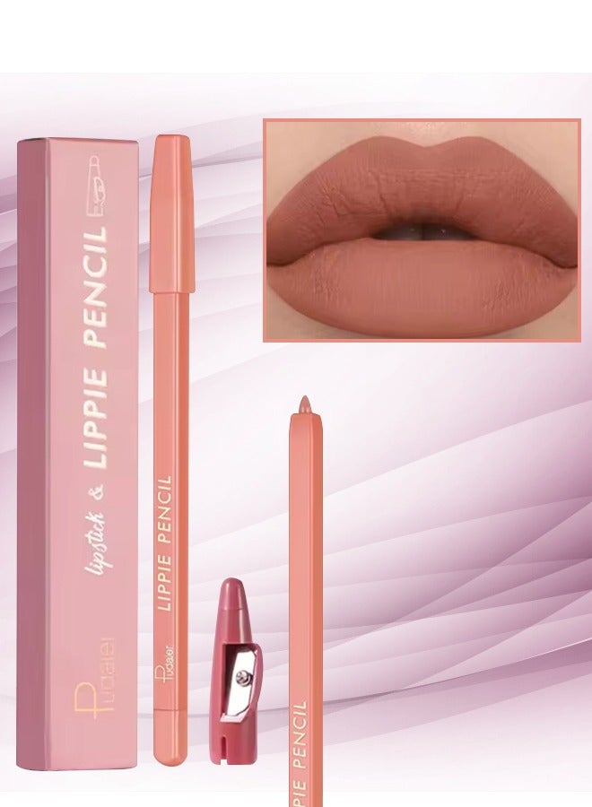 Lippie Pencil Lipstick with Sharpener Soft Lipliner Pencil Easy to Use Lip Makeup Lip Liner Pencil Matte Waterproof Long Lasting Lipstick Lip Contour Makeup Lip Set Full Color 05
