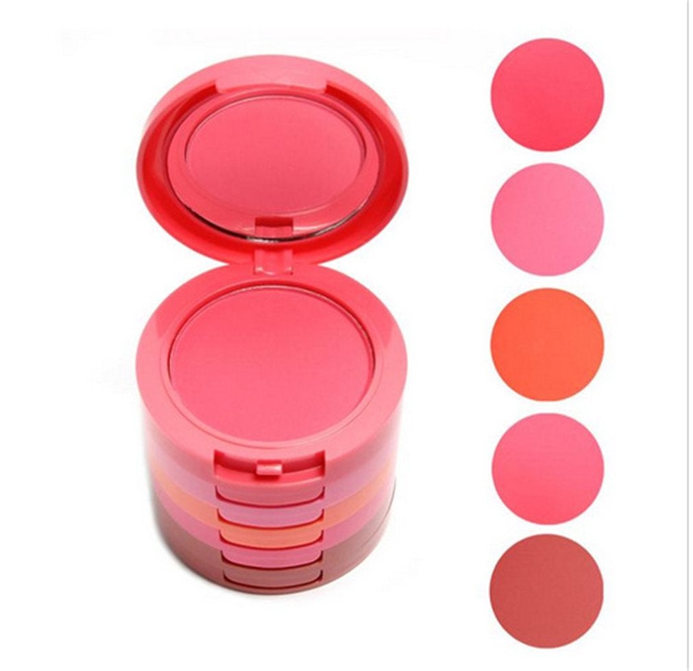 Pure VieÂ® Professional 5 Layers/Colors Cream Blush Blusher Pressed Face Powder Makeup Palette Contouring Kit - Ideal for Salon and Daily Use