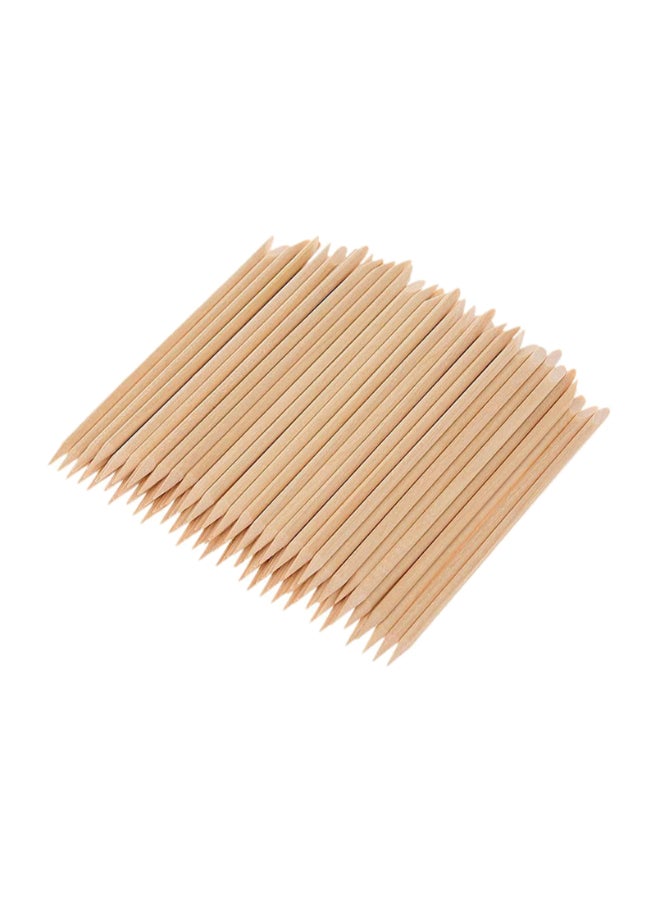 25 Pcs Orange Wood Nail Sticks Double Sided Wood Pusher Manicure Pedicure Tool