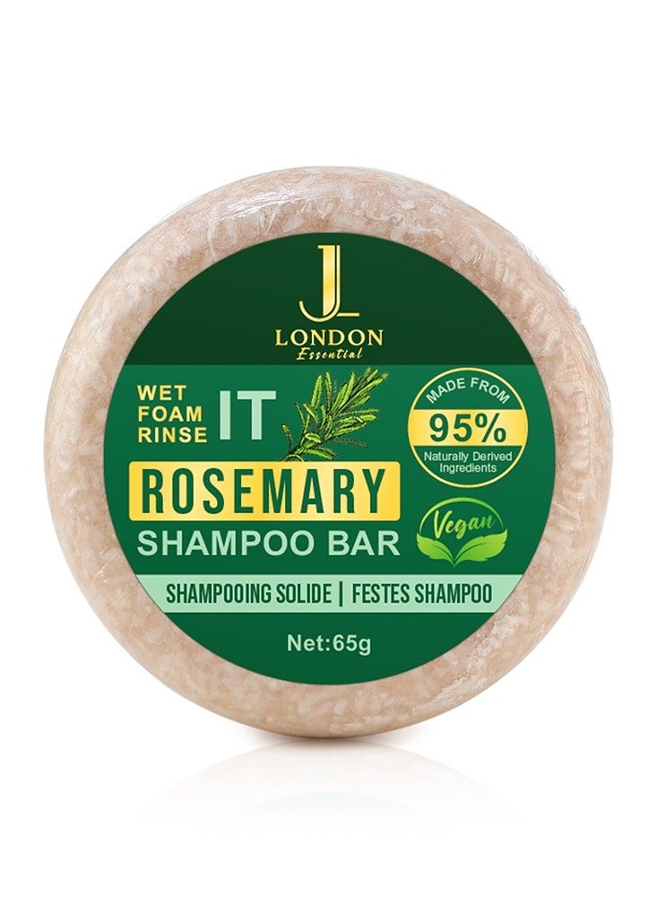 JL Rosemary Shampoo Bar, Crafted with 95% Naturally Derived Ingredients for Organic Hair Care, Growth and Scalp Nourishment, Eco-Friendly and Cruelty-Free Hair Cleansing Solution for Men and Women 65g
