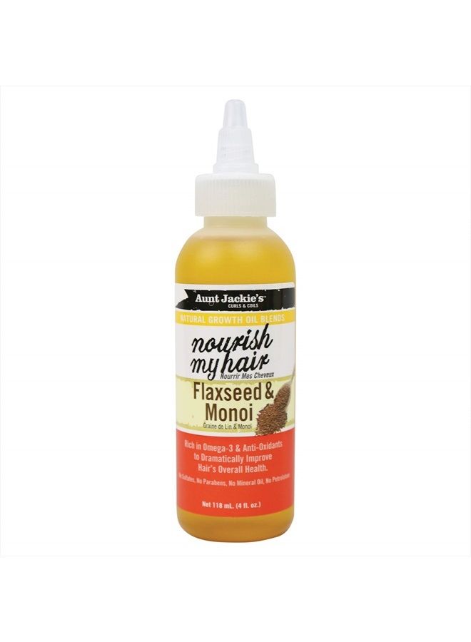 Natural Growth Oil Blends Nourish My Hair - Flaxseed and Monoi, Improve Hair's Overall Health, Rich in Omega-3 and Anti-Oxidants, 4 oz