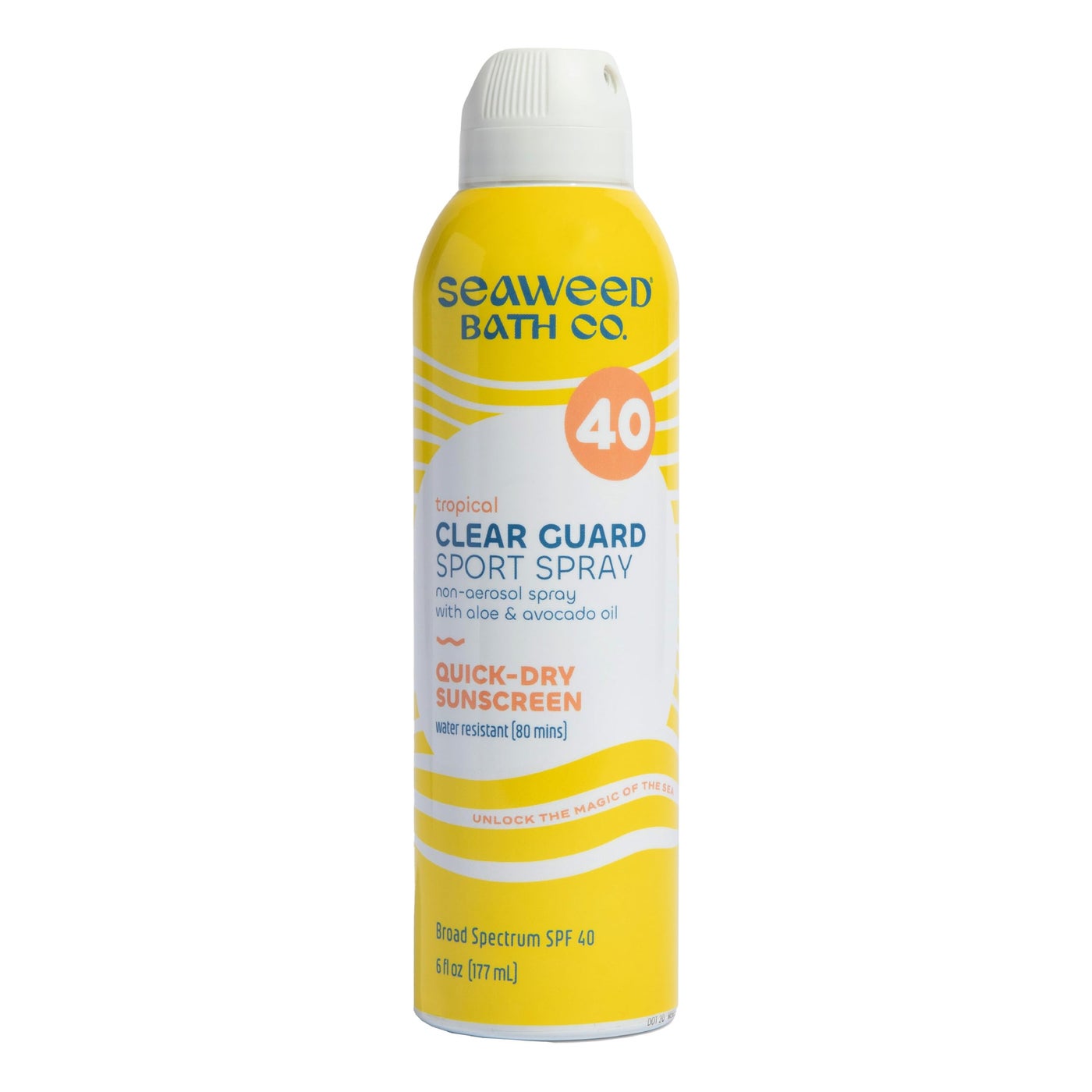 Seaweed Bath Co. Clear Guard SPF 40 Sport Broad Spectrum Sunscreen Spray, 6 Ounce, Sustainably Harvested Seaweed, Aloe, Avocado Oil