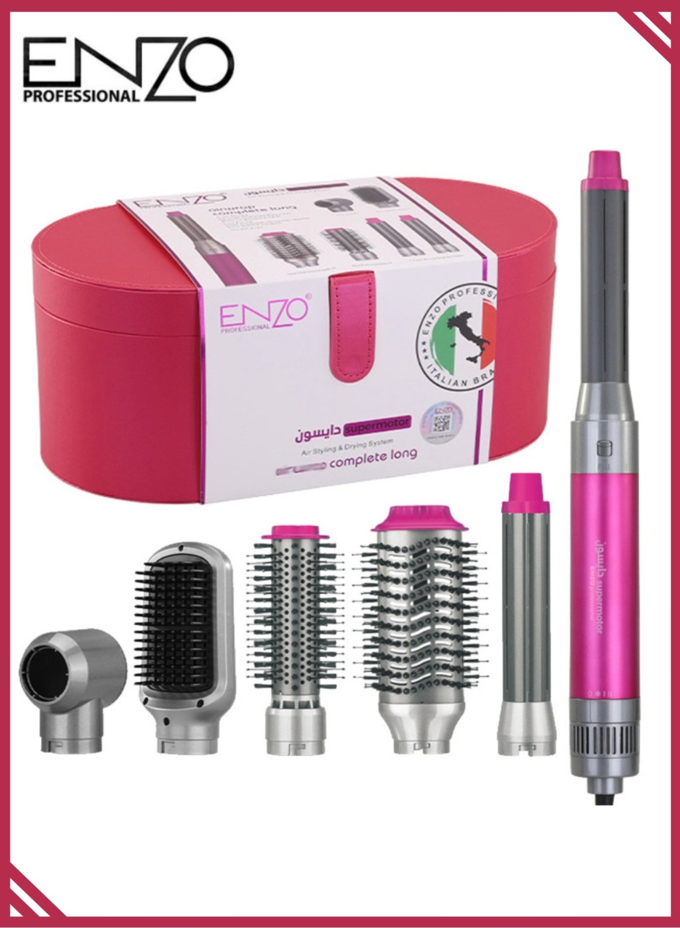 EN-4133 6-in-1 Electric Hair Styling Tool – Hair Straightener, Curler, Hot Air Brush & One-Step Dryer with Ionic Technology for Salon-Quality Styling at Home