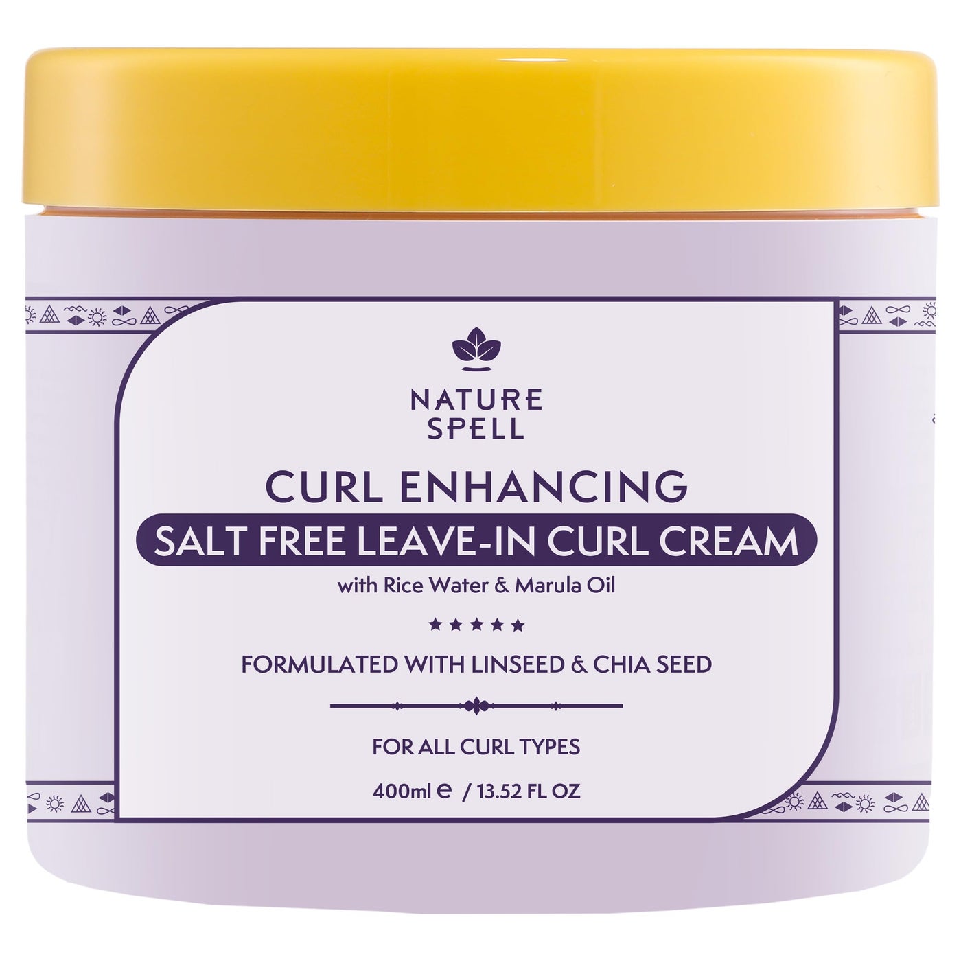 Nature Spell Curl Enhancing Leave-In Cream, Sulfate & Paraben Free, Protects from Heat Damage, Smoothing & Styling Kinks, Coils & Curls, with Coconut Oil & Aloe Vera, Color Safe, Vegan, 13.52 fl oz