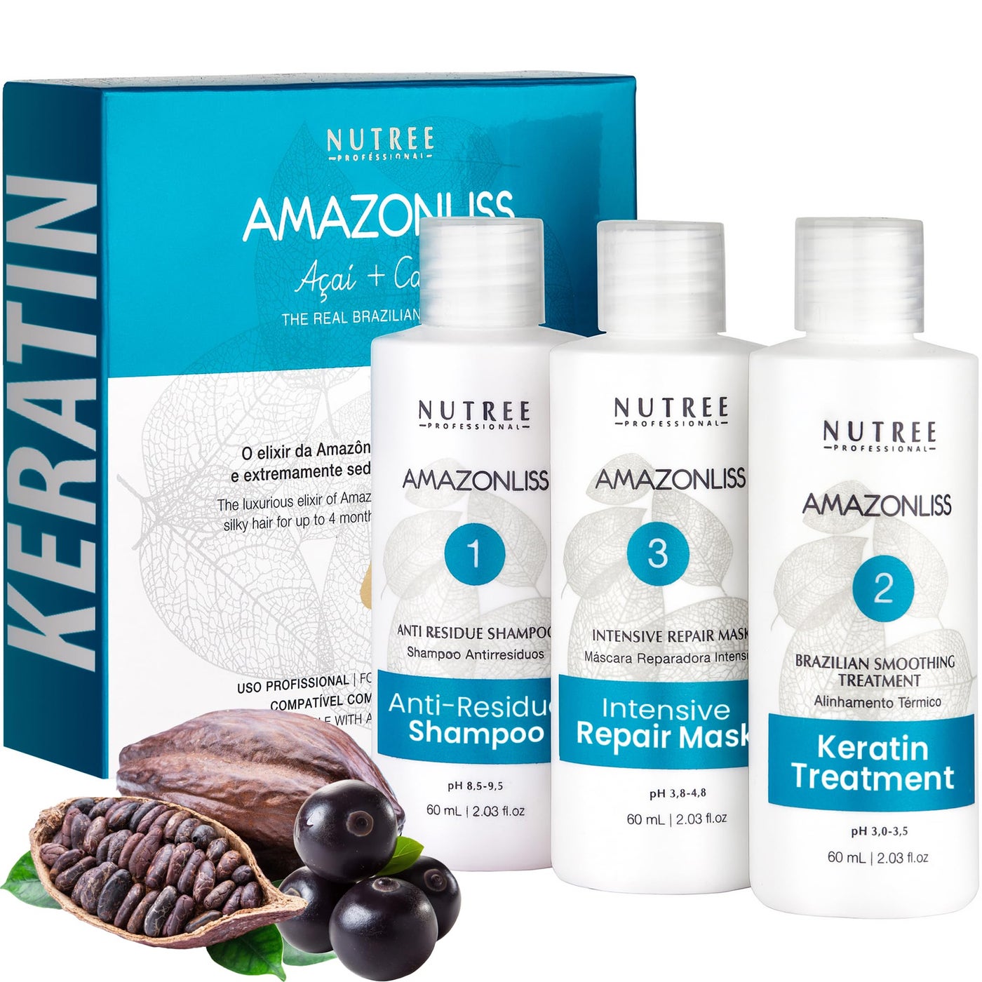 Amazonliss Keratin Hair Straightening Treatment â€“ Home Use Brazilian Blowout Kit â€“ Keratin Treatment Formaldehyde Free â€“ Keratina para Alisar el Pelo, Anti-Frizz, Shine - 2.03 Fl Oz