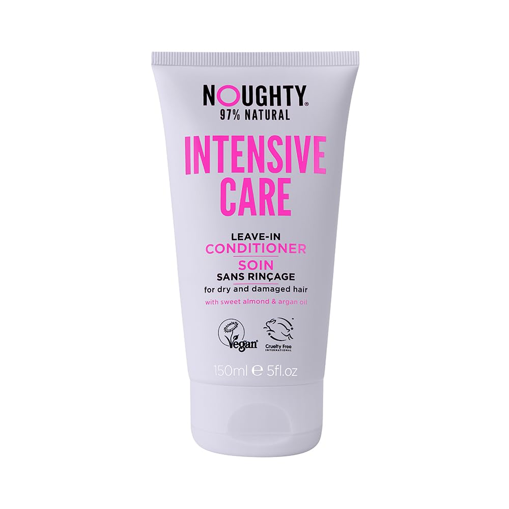 Noughty 97% Natural Intensive Care Leave In Conditioner, to Banish Damaged Hair and Split Ends with Sweet Almond Extract and Argan Oil, Sulfate Free Vegan Haircare 5fl.oz