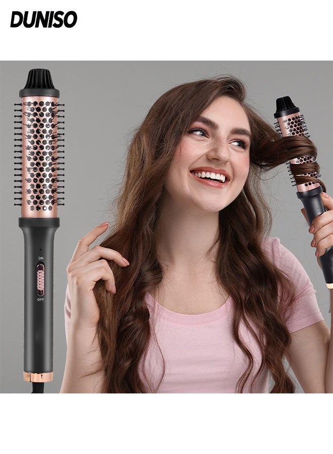 Thermal Brush，Thermal Brush Curling Iron，Ceramic Tourmaline Ionic Curling Comb， Anti-Scald Design，for Curls and Straightening
