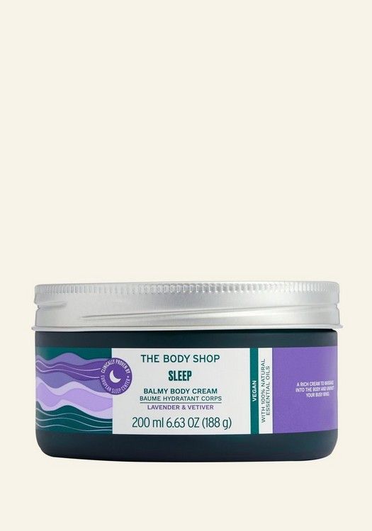 Sleep Balmy Body Cream – Relaxing Night Moisturiser with Lavender & Vetiver Essential Oils, Vegan Hydrating Body Lotion for All Skin Types, 200ml