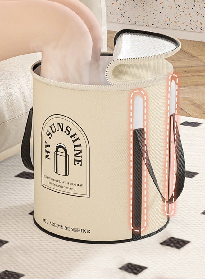 Collapsible Foot Bath Basin with Support Strip, Portable Foot Soak Tub with Handles, Folding Foot Tub for Soaking Feet, Pedicure Foot Spa Bucket for Relieving Fatigue And Body Stress, Multifunctional Bucket with Zip for Travel, Camping Washing
