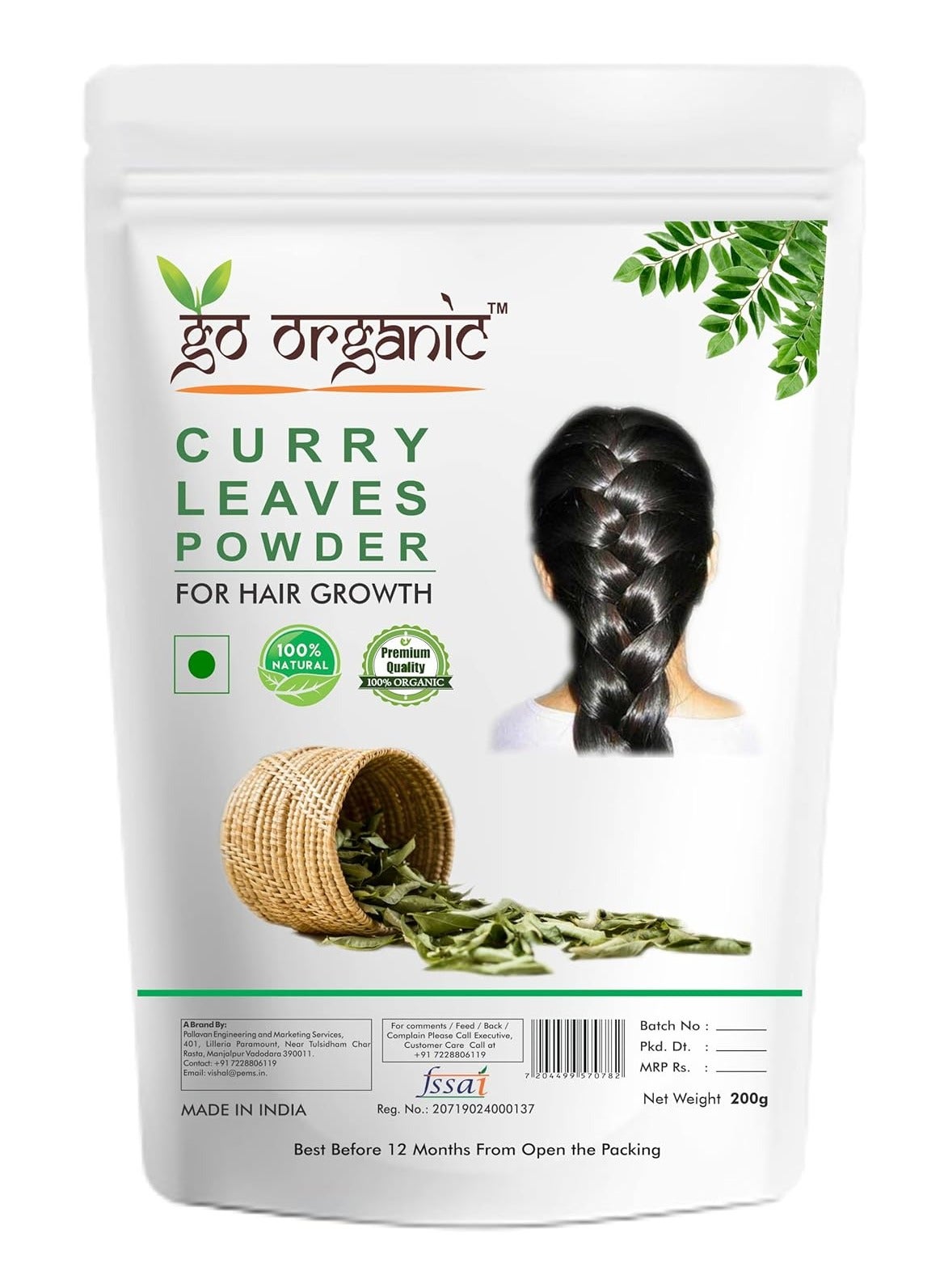 Go Organic Curry Leaves Powder Curry Leaves To Grow Long, Strong And Shiny Hair (200 Grm)