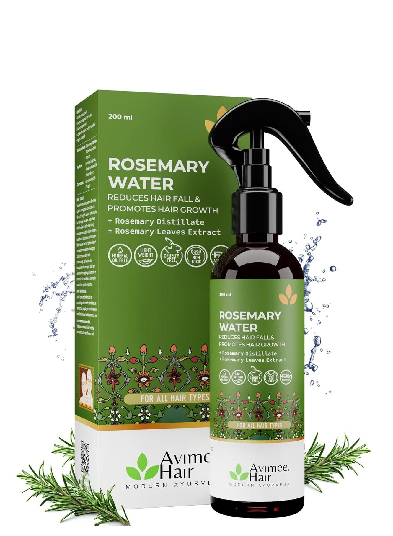Rosemary Water For Hair Growth (200 ml), Mist Spray for Hairfall, Adds Shine and Helps Reduce Hairfall and steanght it, For All Hair Types, For Men and Women.