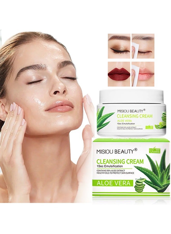 Cleansing Cream,Dissolve Cleansing Balm- Gentle, Milky Oil-Based Cleanser to Remove Makeup/Dirt and Oil - Aloe Vera/Vitamin E Moisturizes Skin While Cleansing Residue-Free - Vegan