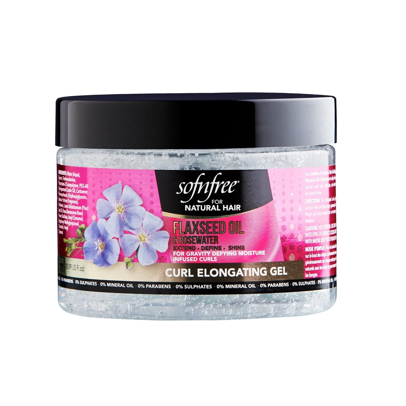Sofn'Free Curl Elongating Gel with Flaxseed Oil & Rosewater - Curl Elongator for Natural Coils and Waves - Moisturizing Hair and Scalp Treatment, 11 Fl Oz (Pack of 1)