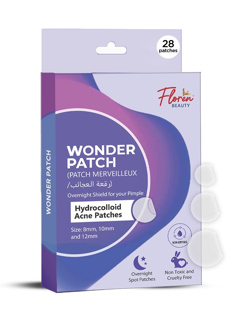 Wonder Overnight Acne Patch | 28 count, 3 sizes (8mm, 10mm & 12mm) | Thicker Hydrocolloid Acne Patch | More effective & extra adhesion for healing wounds/acne | Acne spot stickers | Facial South Korean skin care | Drug-Free
