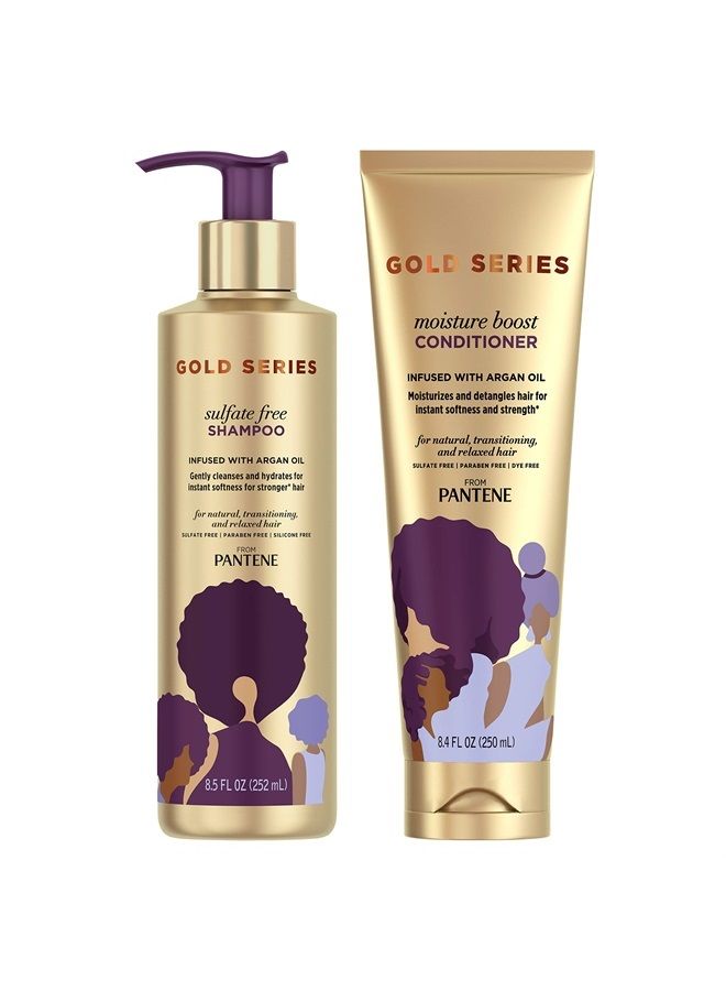 , Shampoo and Sulfate Free Conditioner Kit, with Argan Oil, Pro-V Gold Series, for Natural and Curly Textured Hair, 17.9 fl oz, Kit