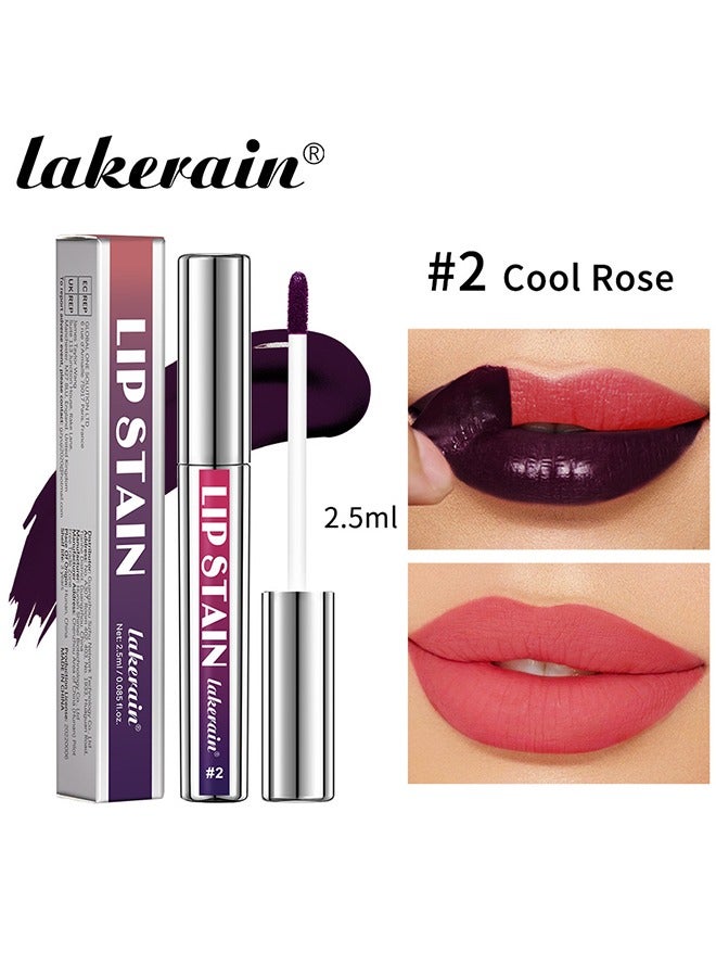 Lip Stain - Peel Off Lip Stain Lipstick Peel Off Lip Color Stain Long Lasting Lip Stain Peel Off Infused Sweat Proof Waterproof Long Lasting Highly Pigmented Matte Lipstick #02(Cool Rose)