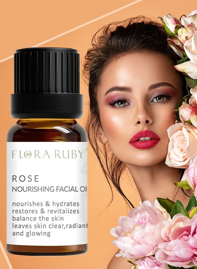 Rose Nourishing Facial Oil Nourishes and Hydrates Leaves Skin Clear Radiant and Glowing Natural Organic Rose Essential Oil for Face and Skin Moisturizing Nourishing Hydrating 15ml