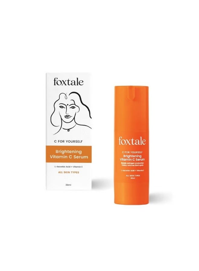Foxtale 15% Vitamin C Face Serum for Glowing Skin Pure L Ascorbic Acid and Vitamin E Brightening Serum for Dark Spots Dull Skin Uneven Skin Tone All Skin Types 30 ml