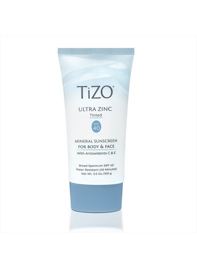 Ultra Zinc Body Face Sunscreen Tinted SPF 40, 3.5 oz