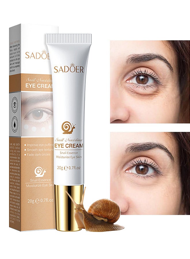 Snail Essence Moisturize Eye Cream 20G, Anti Aging, Exquisitely Repair Skin, Moisturize, Fade Eye Lines, Dark Circles And Black Spots, Shrink Pores And Tighten Skin, Moisturizing Eye Serum, Eye Care