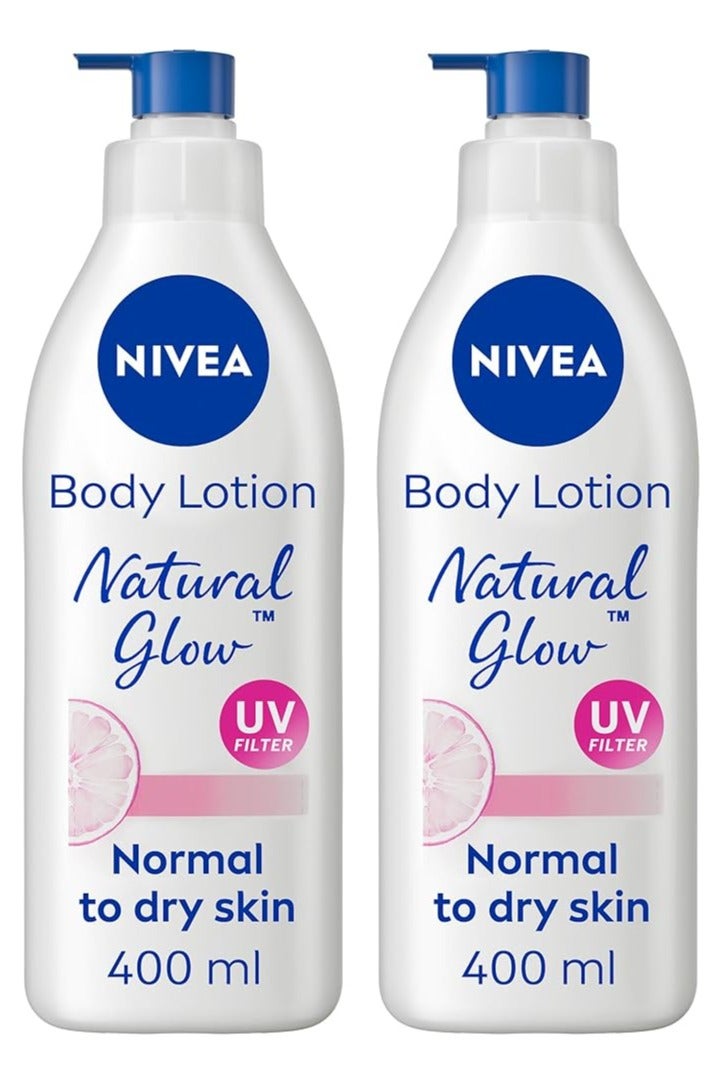 Natural Glow Body Lotion with Vitamin C, Pack Of 2x400ml