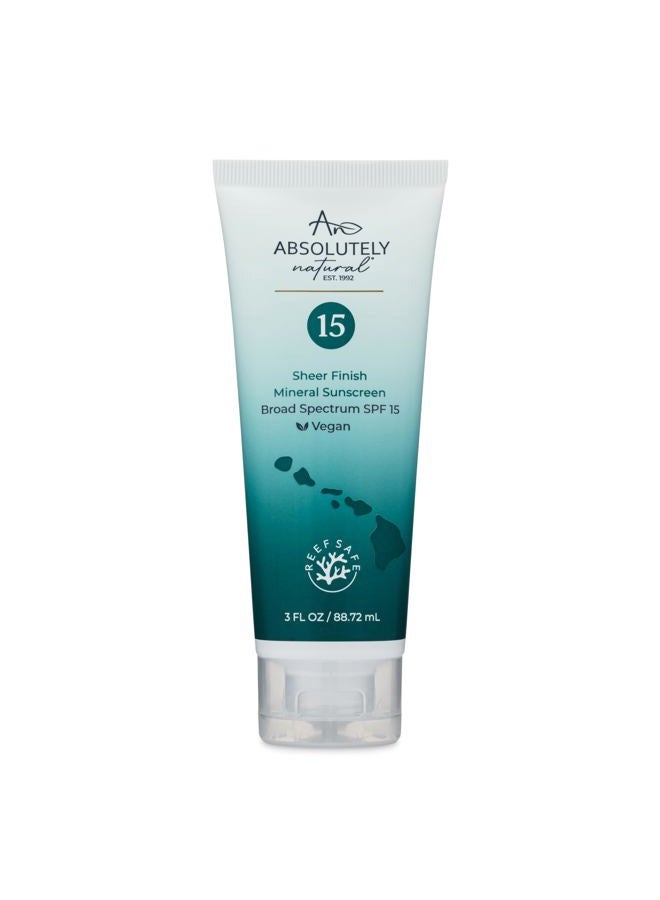 SPF 15 Mineral Sunscreen - Broad Spectrum Water Resistant Moisturizer Lotion For Body & Face - With Non-Nano Zinc Oxide, Vitamin E, & Antioxidants - Made in USA, 3 Oz