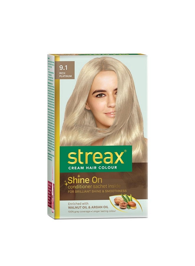 Cream Hair Color For Unisex 120 Ml 9.1 Rich Platinum (Pack Of 1)