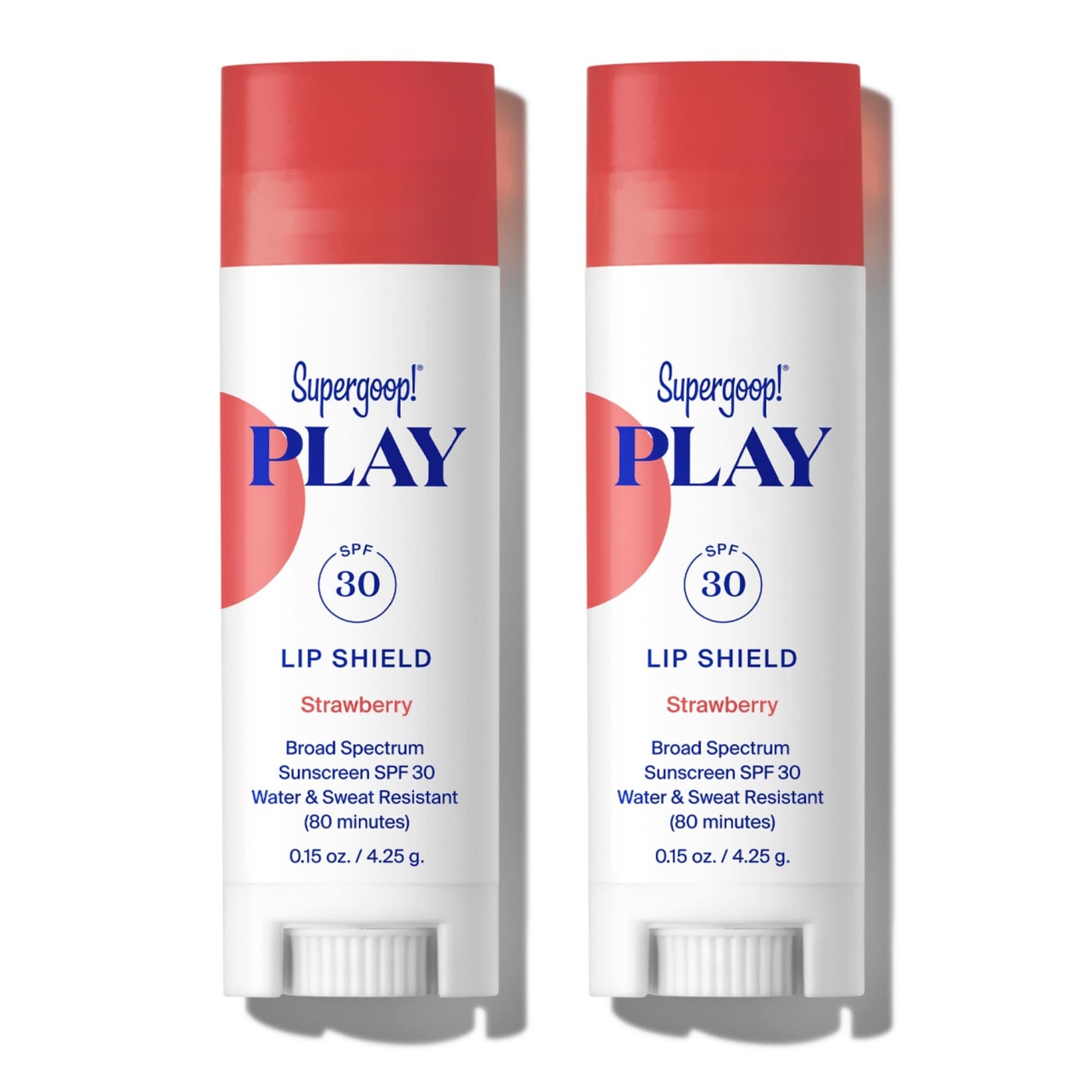 Supergoop! PLAY Lip Shield SPF 30 with Strawberry - Pack of 2 - Moisturizing Lip Treatment for Dry Cracked Lips - Broad Spectrum UV Protection