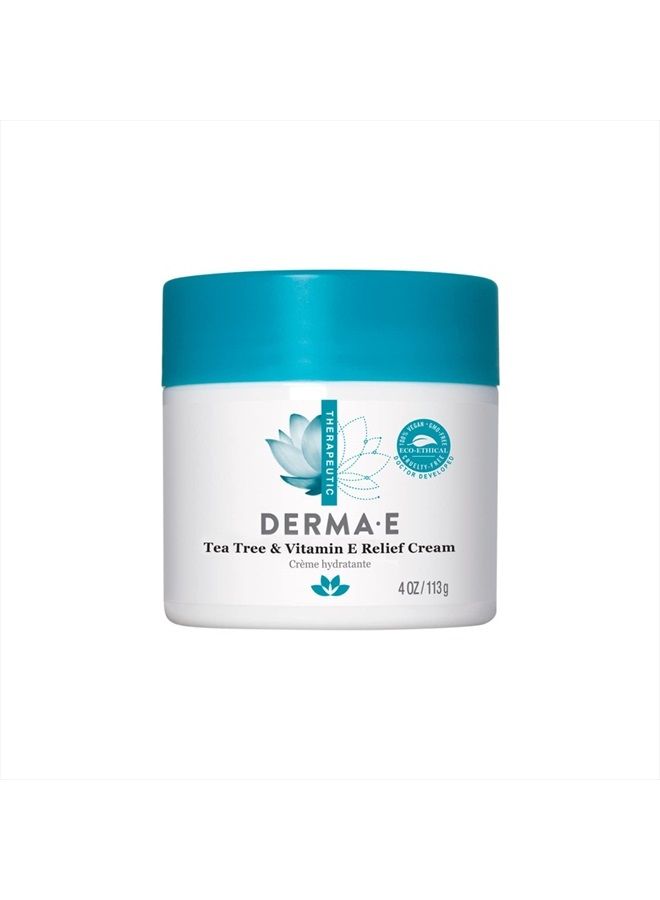 Tea Tree and Vitamin E Relief Cream – Deeply Moisturizing Tea Tree Lotion – Vitamin E Cream Soothes, Calms and Nourishes Dry, Irritated Skin, 4 oz