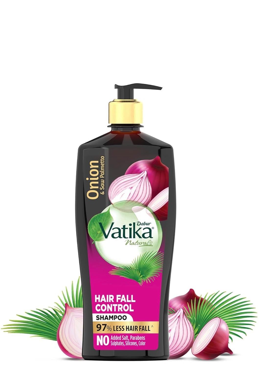 Dabur Vatika Onion Hair Fall Control Shampoo Up to 97% Hair Fall Reduction With Onion and Saw Palmetto No Nasties Shampoo Fortified with Vitamin E Pro  640ml