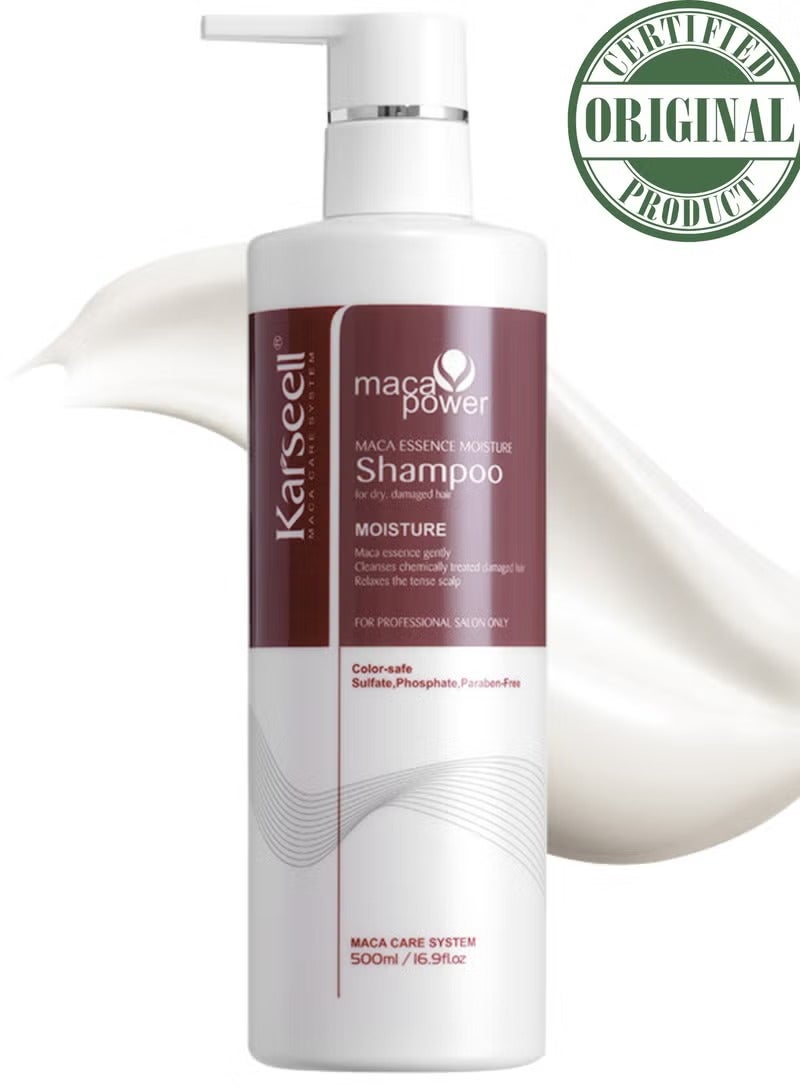 Maca Power Shampoo for Deep Repair and Hydration – Nourishing Moroccan Argan Formula for Dry, Damaged, and Color-Treated Hair – 500ml