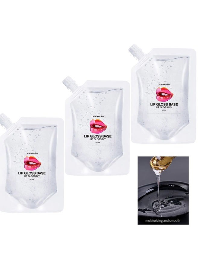 Lip Gloss Base 150ML, Clear Moisturizing Versagel Base Gel for DIY Handmade Lip Gloss Lipstick, Ingredient Safety - 5.07oz (3 Pack x 50ML)