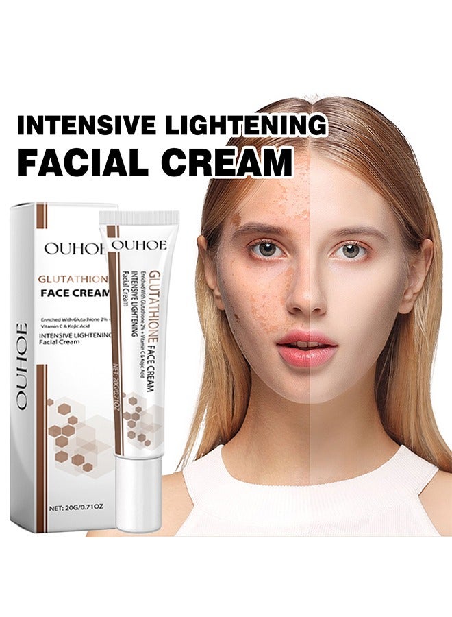 Glutathione Face Cream - Facial Dark Spots Remover 2% Glutathione Face Cream Whitening Moisturizing Facial Cream Face Moisturizer Facial Skin Care Cream Intensive Lightening Facial Cream 20g