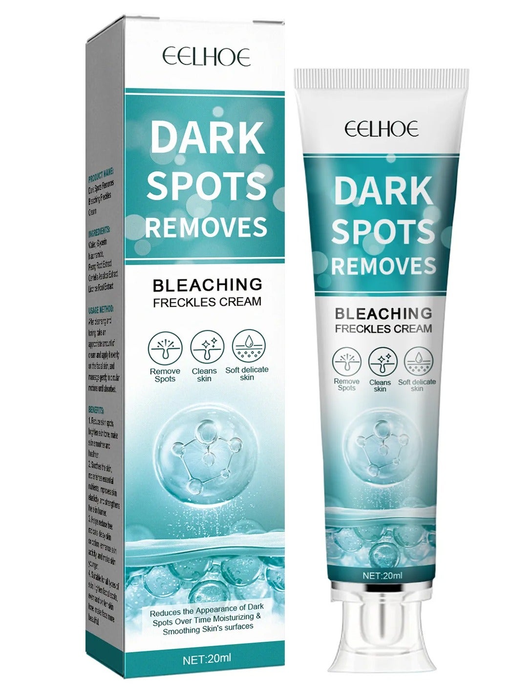 Whitening Cream Dark Spots, Lightening, Freckles, Sun Spots Removal, Brighten Skin Tone, Melanin Corrector, Face Cream, 20ml