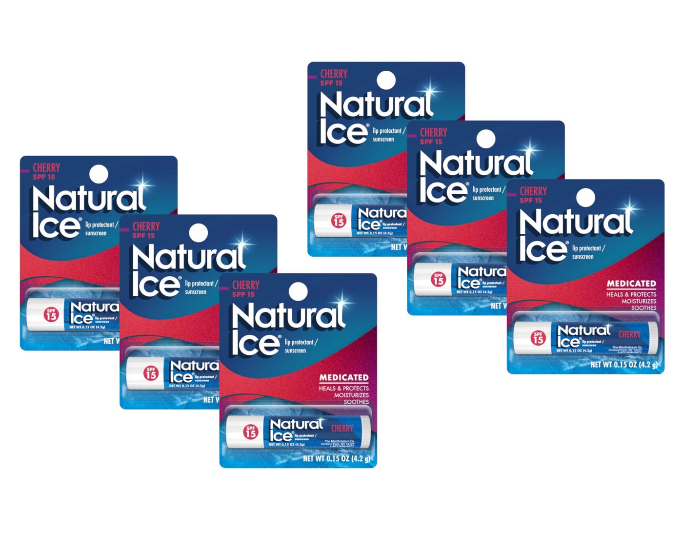 Natural Ice Mentholatum Natural Ice Cherry SPF 15 Medicated Lip Balm, 0.15 Ounce (Pack of 6)