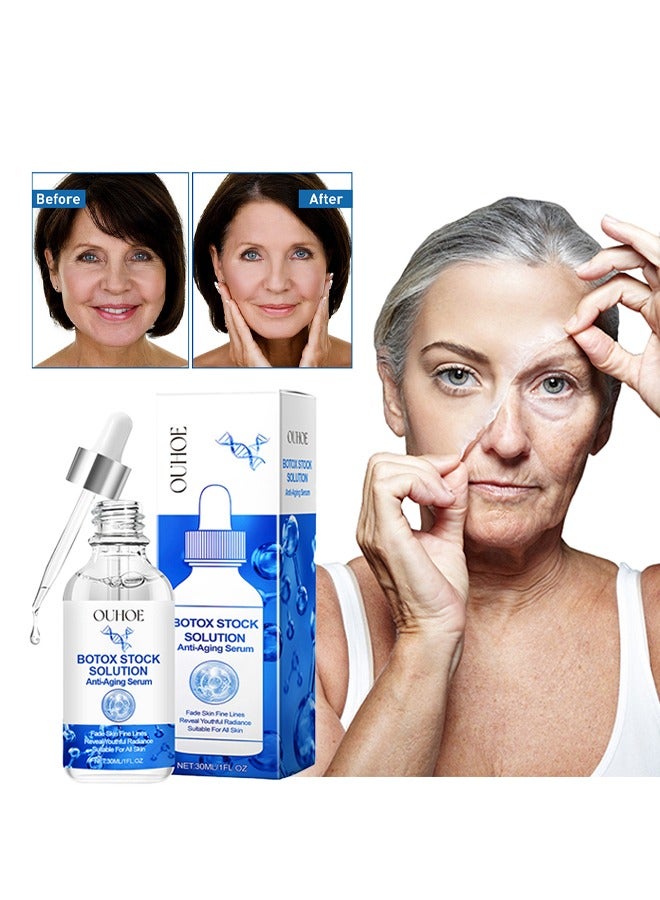 Botox Stock Solution Anti-Aging Serum,Instant Face Tightening Botox Reduce Fine Lines Wrinkles Boost Skin Collagen Hydrate and Plump Skin Face Serum Botox Stock Anti Aging Serum 30ml