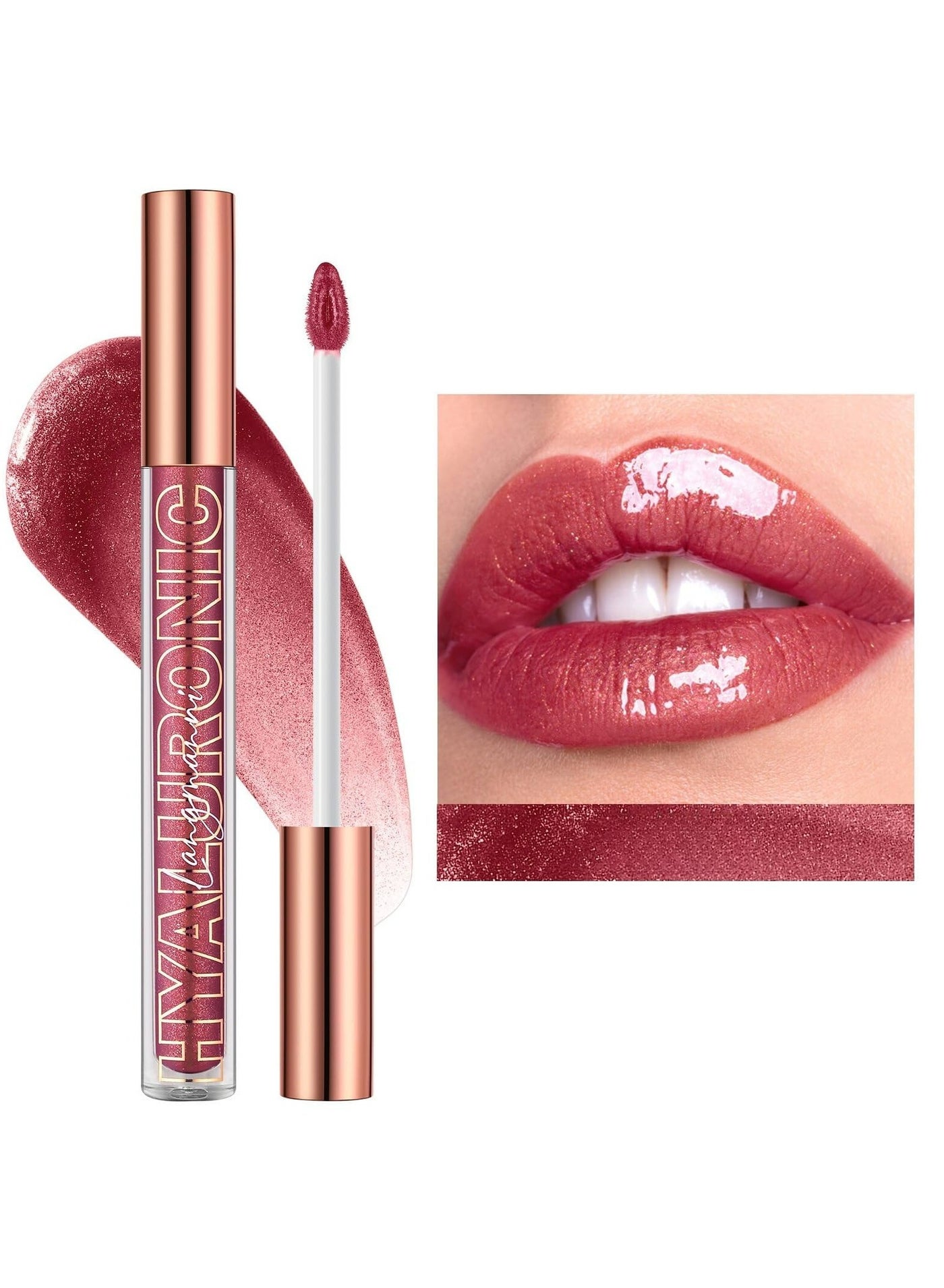 "LANGMANNI Hyaluronic Acid Glitter Lip Glaze: Eight Shades of Moisturizing Brilliance" (#04)