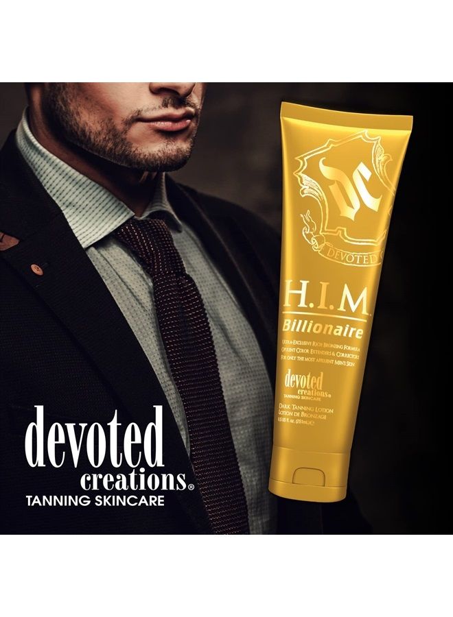 H.I.M Billionaire Dark Tanning Lotion – Ultra-Exclusive Rich Bronzing Formula with Opulent Color Extenders and Correctors – 8.5 oz.
